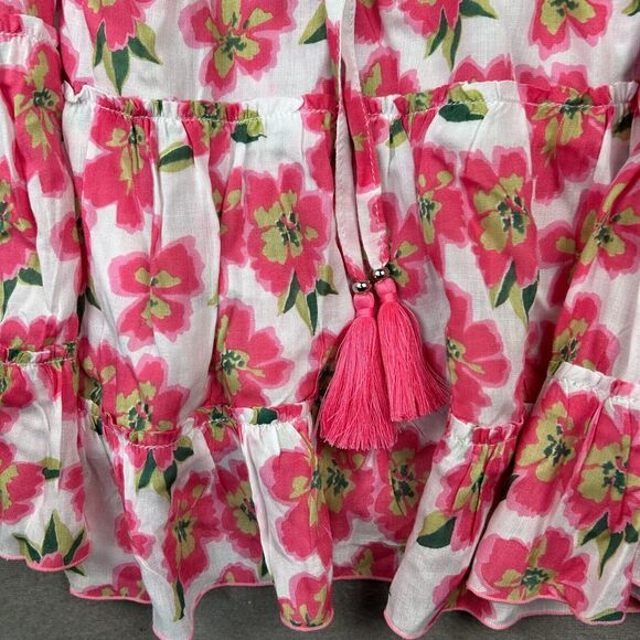 Tiare Hawaii Revolve Bellini Mini Halter Dress Small Pink Poipu White Tiered - Picture 8 of 10